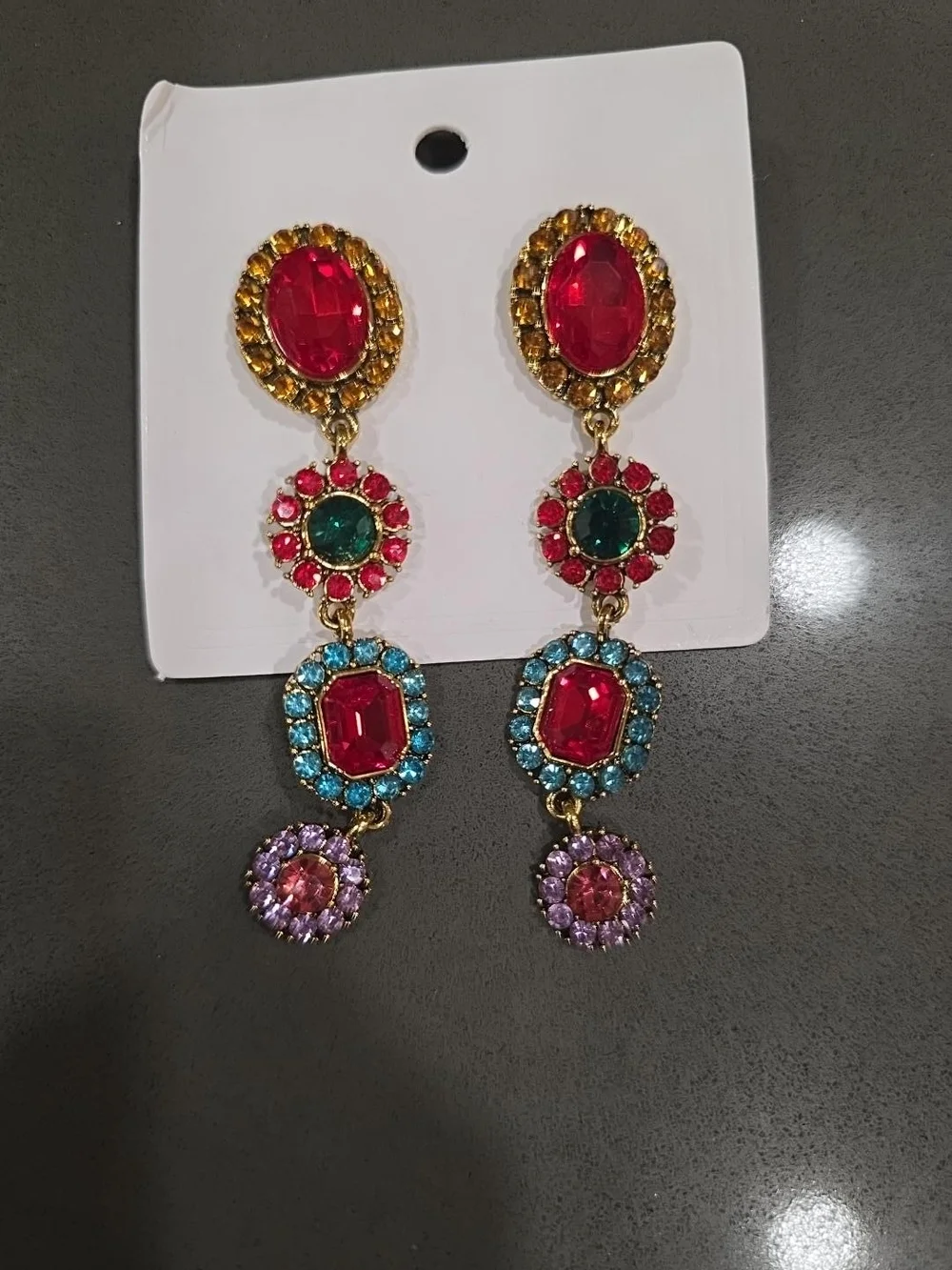 Multicolor Gem Drop Earrings - Women Jewelry
